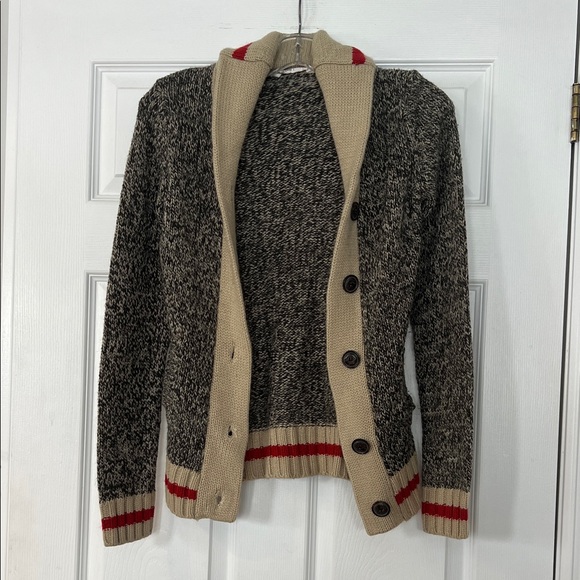 Bluenotes Sweaters - Sold - 4/$20 Bluenotes Black and Cream Knit Cardigan with Red Accents